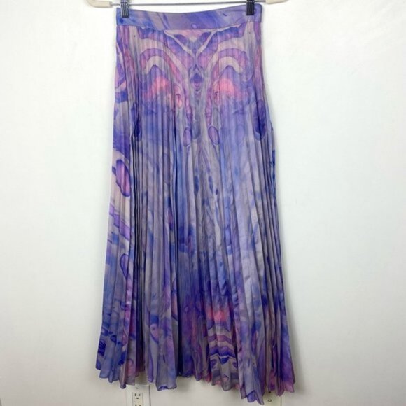 Anthropologie Siddhartha Bansal Marble Dye Skirt Size 2 Pleated Bohemian Boho - Picture 9 of 10